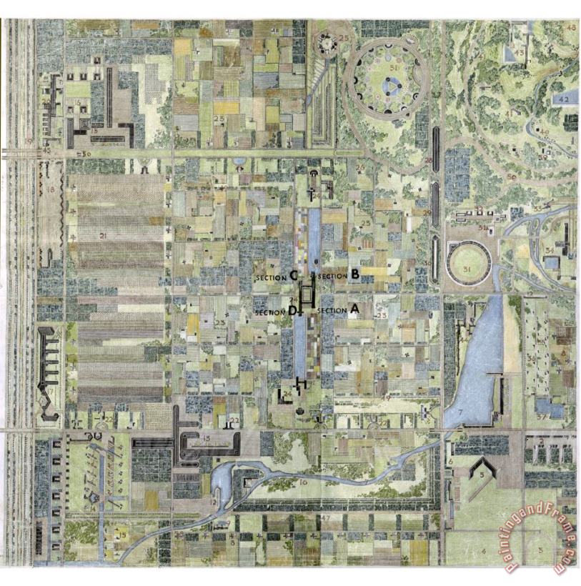Frank Lloyd Wright The Living City (project) (plan View) Art Print