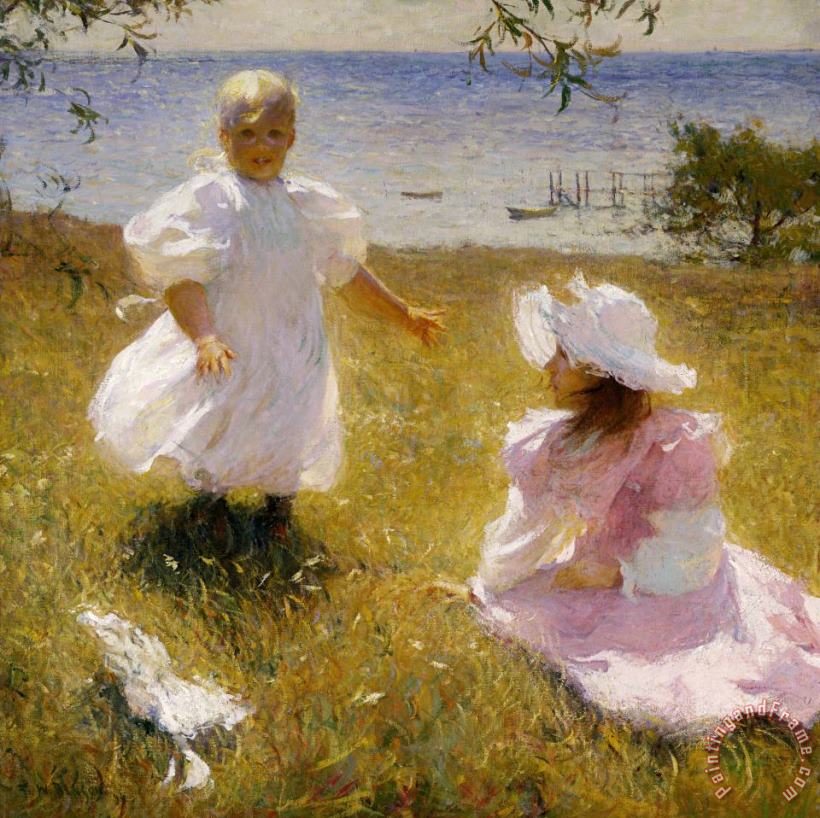 The Sisters painting - Frank Weston Benson The Sisters Art Print