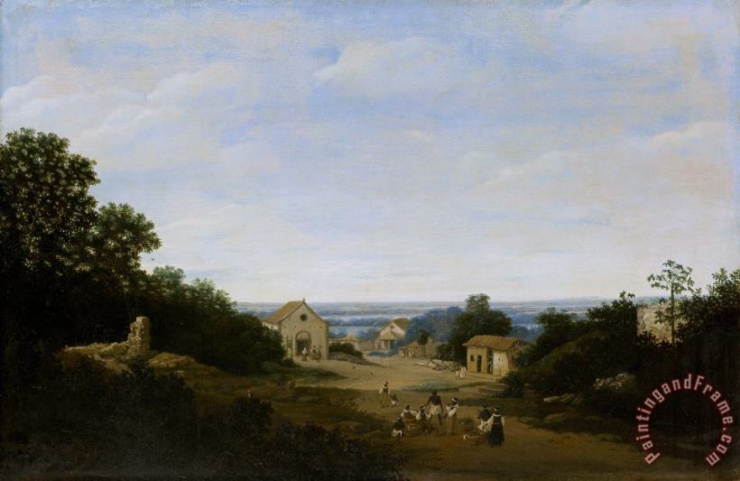 Brazilian Landscape with The Village of Igaracu. to The Left The Church of Sts Cosmas And Damian painting - Frans Jansz Post Brazilian Landscape with The Village of Igaracu. to The Left The Church of Sts Cosmas And Damian Art Print