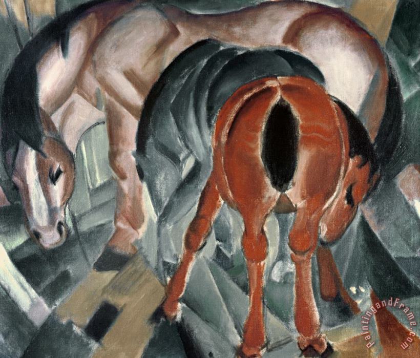 Franz Marc Horse with Two Foals Art Painting