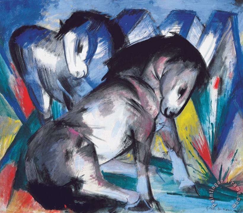 Franz Marc Two Horses Art Painting