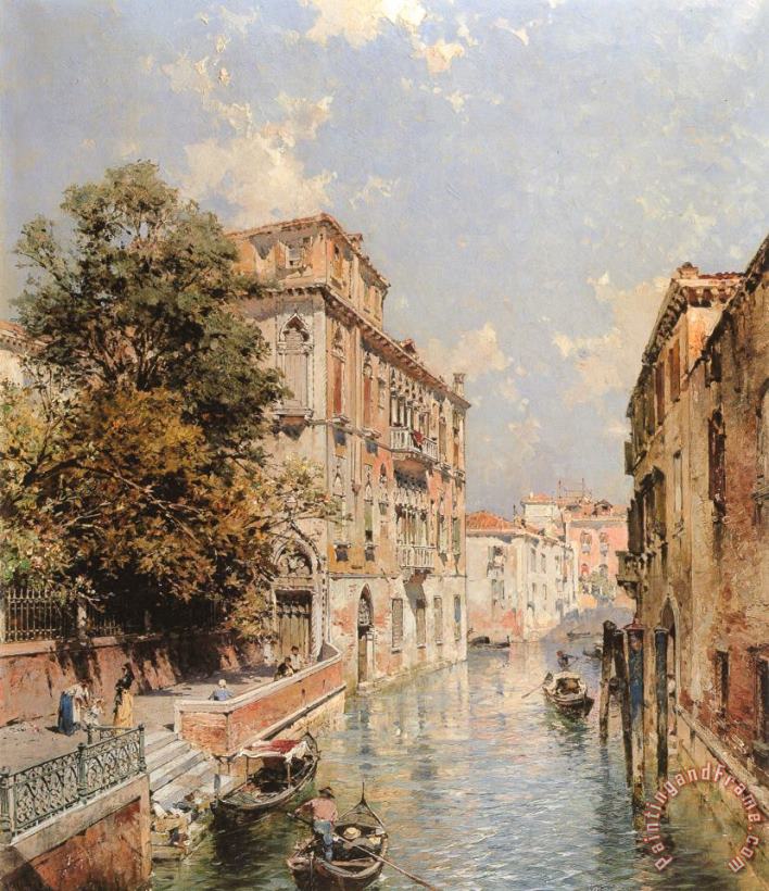 Franz Richard Unterberger A View in Venice, Rio S. Marina Art Print