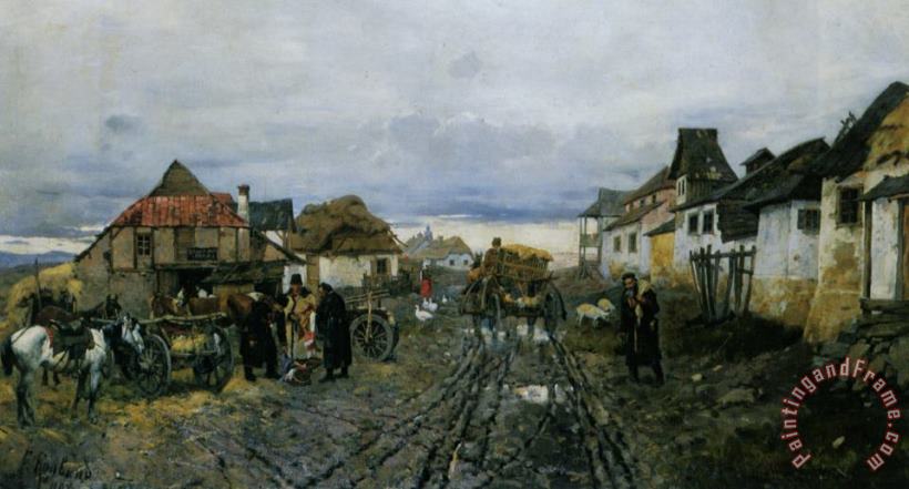 Franz Roubaud Village Traders Art Painting