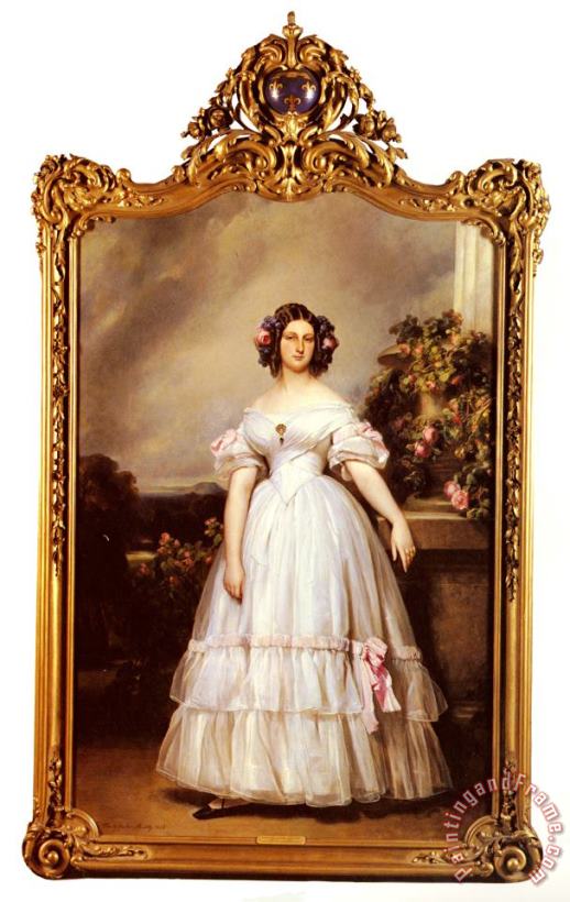 Franz Xavier Winterhalter A Full Length Portrait of H.r.h Princess Marie Clementine of Orleans Art Painting