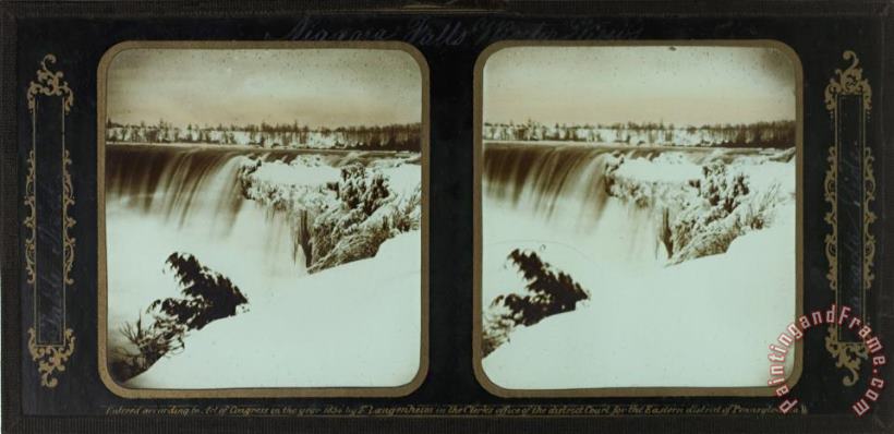 Niagara Falls Winter Views, Table Rock, Canada Side painting - Frederic And William Langenheim Niagara Falls Winter Views, Table Rock, Canada Side Art Print