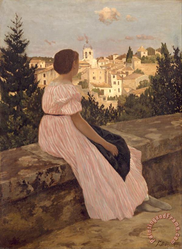 Frederic Bazille The Pink Dress Art Painting