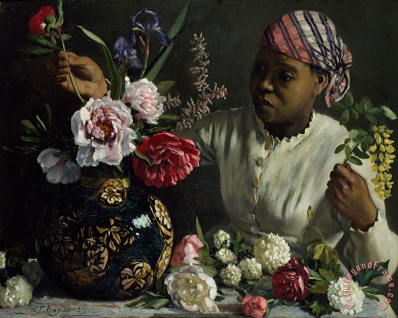 Frederic Bazille Woman With Peonies Art Painting