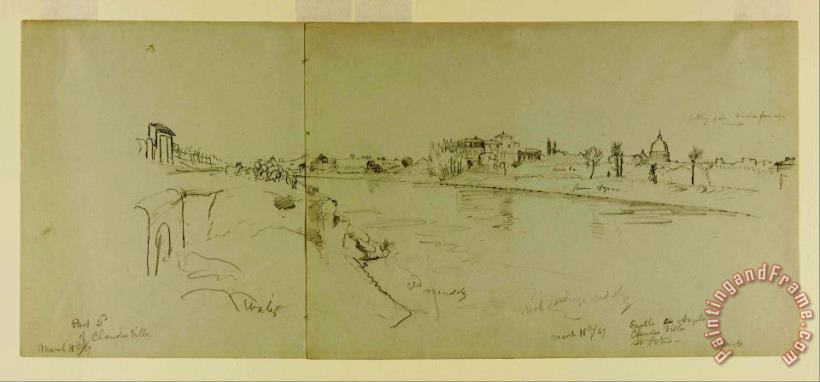 Frederic Edwin Church Drawing. Sketches From Rome. A. St. Peters And The Vatican Place Shown From The Northeast. B, C. ... Art Print