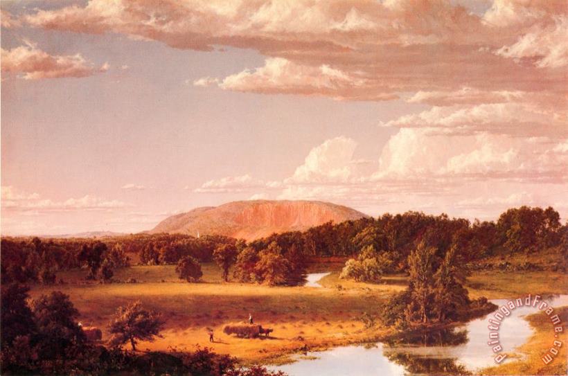 Haying Near New Haven, West Rock painting - Frederic Edwin Church Haying Near New Haven, West Rock Art Print