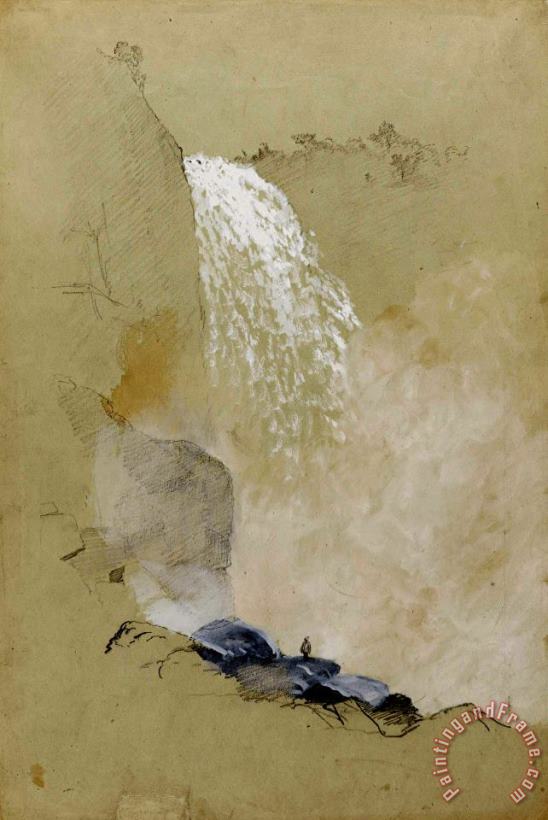 Frederic Edwin Church Study of Tequendama Falls Near Bogota, Colombia Art Painting