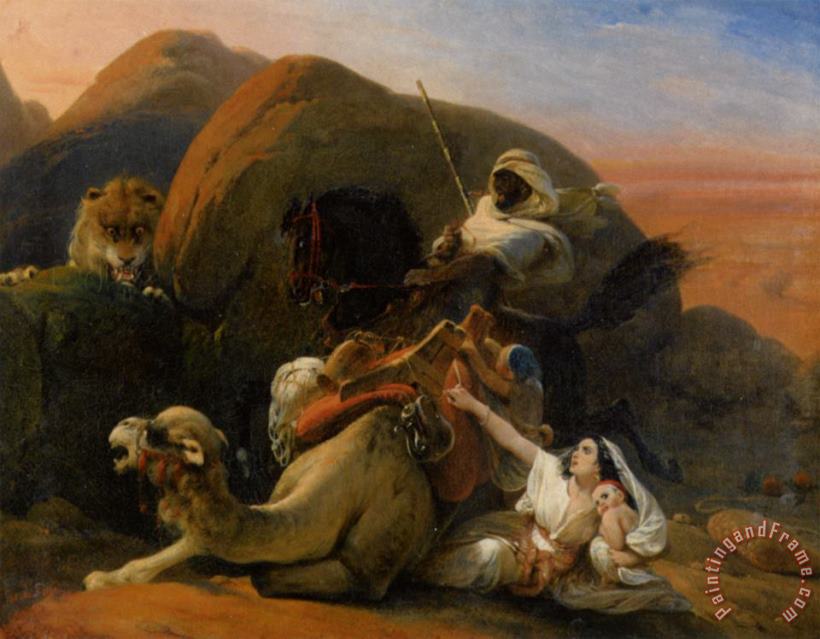 Frederic Henri Schopin Surprising an Arab Family Art Painting