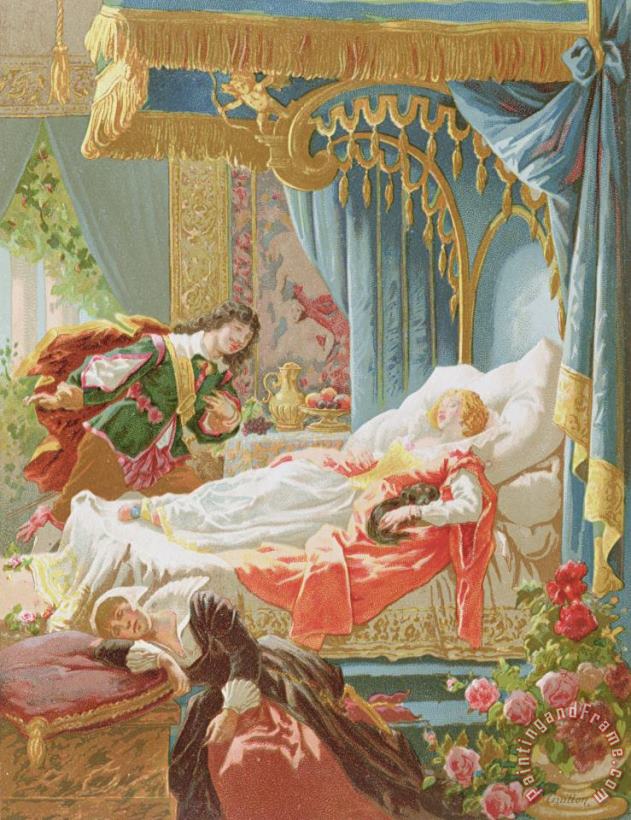 Frederic Lix Sleeping Beauty And Prince Charming Art Painting