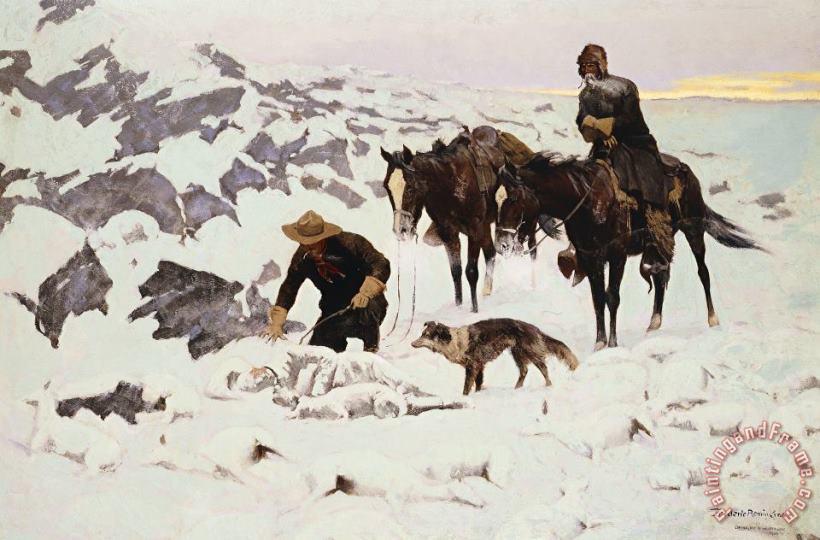 The Frozen Sheepherder painting - Frederic Remington The Frozen Sheepherder Art Print