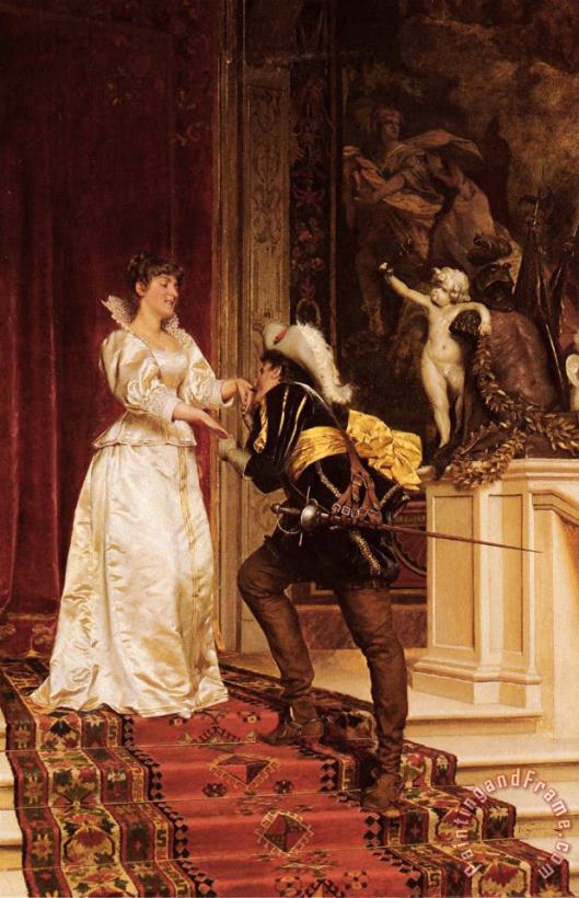 The Cavalier's Kiss painting - Frederic Soulacroix The Cavalier's Kiss Art Print