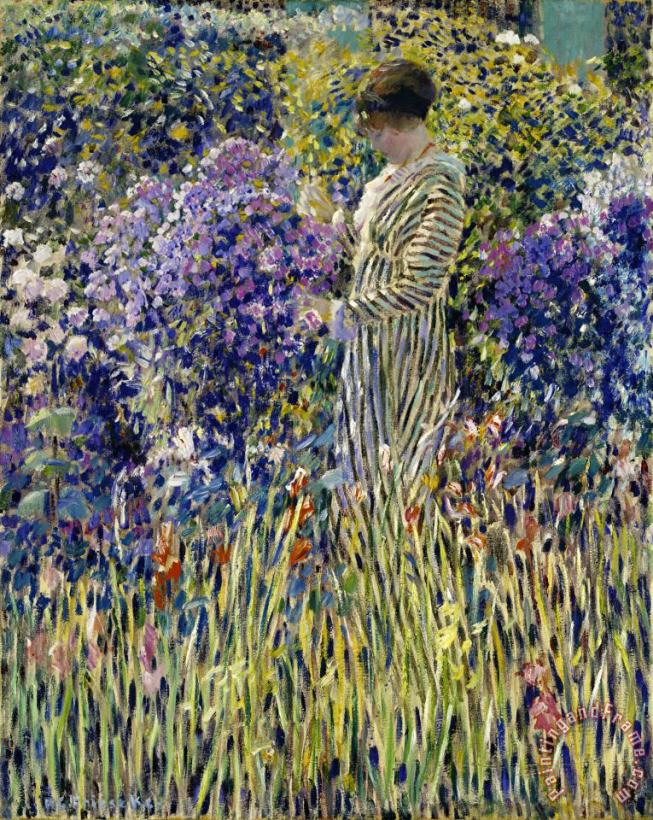 Lady in a Garden painting - Frederick Carl Frieseke Lady in a Garden Art Print