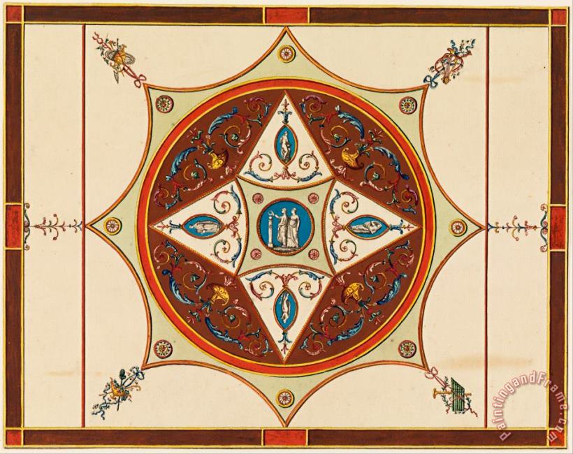 Design for a Painted Ceiling painting - Frederick Crace Design for a Painted Ceiling Art Print