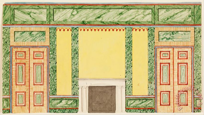 Frederick Crace Wall Elevation with Fireplace And Two Doors Art Painting