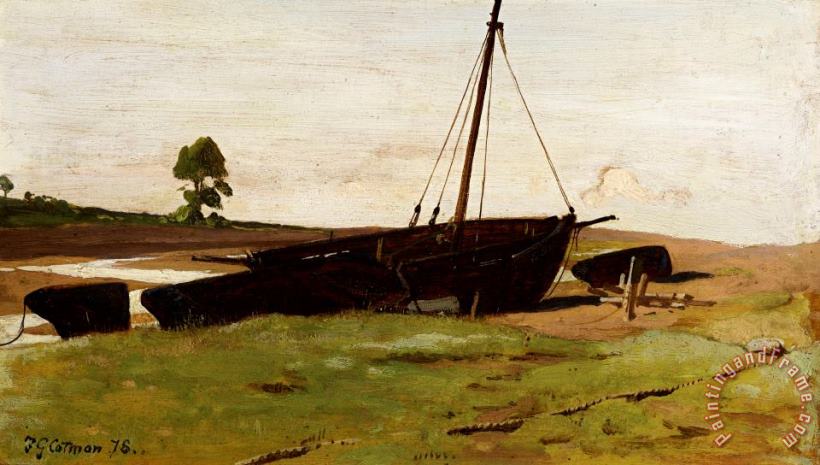 Stranded Boats Porlock Weir painting - Frederick George Cotman Stranded Boats Porlock Weir Art Print