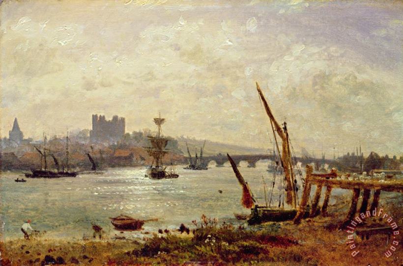 Rochester Cathedral and Castle painting - Frederick Nash Rochester Cathedral and Castle Art Print