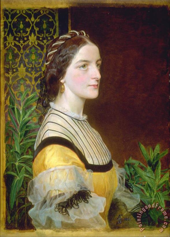 Frederick Sandys Portrait of a Lady, Probably Anne Simms Reeve of Brancaster Hall, Norfolk Art Painting