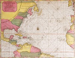 French School Map Of The Atlantic Ocean Showing The East Coast Of North America The Caribbean And Central America