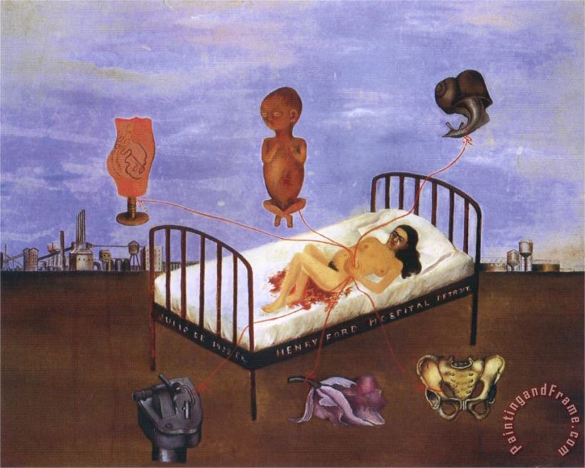 Henry Ford Hospital The Flying Bed 1932 painting - Frida Kahlo Henry Ford Hospital The Flying Bed 1932 Art Print