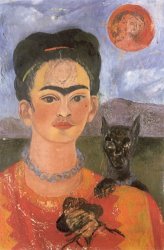 Frida Kahlo Self Portrait with a Portrait of Diego on The Breast And Maria Between The Eyebrows 1954