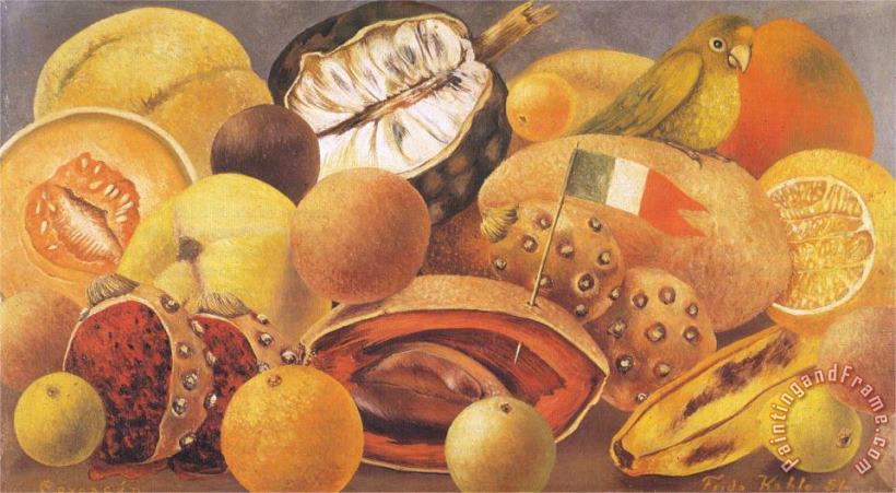 Frida Kahlo Still Life with Parrot And Fruit 1951 Art Painting