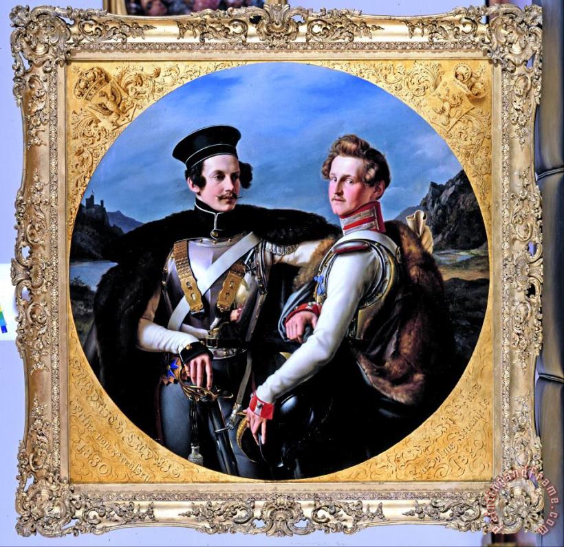Friedrich Wilhelm Schadow Double Portrait of Princes Friedrich Wilhelm of Prussia And Wilhelm Zu Solms Braunfels in a Cuirassi... Art Painting