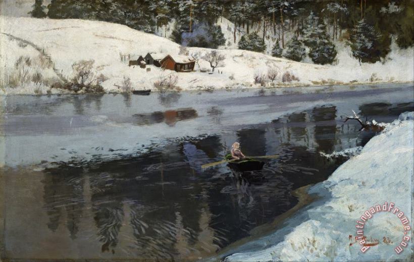 Frits Thaulow Winter at The River Simoa Art Print