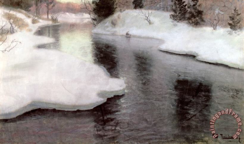 Fritz Thaulow Thawing Ice: The Lysaker River Art Print