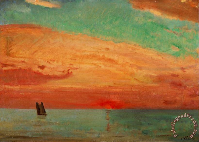 Fujishima Takeji Sunrise Over The Eastern Sea Art Painting