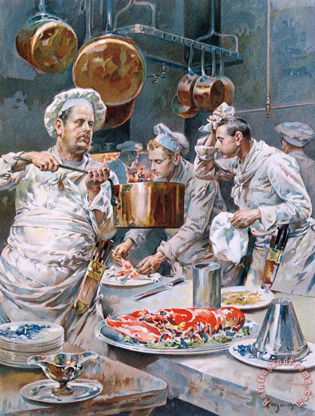 In the Kitchen painting - G Marchetti In the Kitchen Art Print