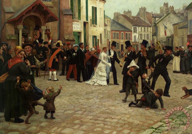 The Wedding Procession, Epinay Sur Seine painting - Gabriel Charles Deneux The Wedding Procession, Epinay Sur Seine Art Print