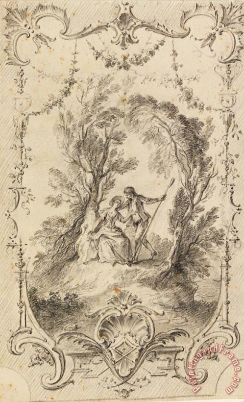 Gabriel Huquier The Eagar Shepherd (preparatory Drawing for Plate 247 in L'oeuvre Grave De Watteau, 1739) Art Painting