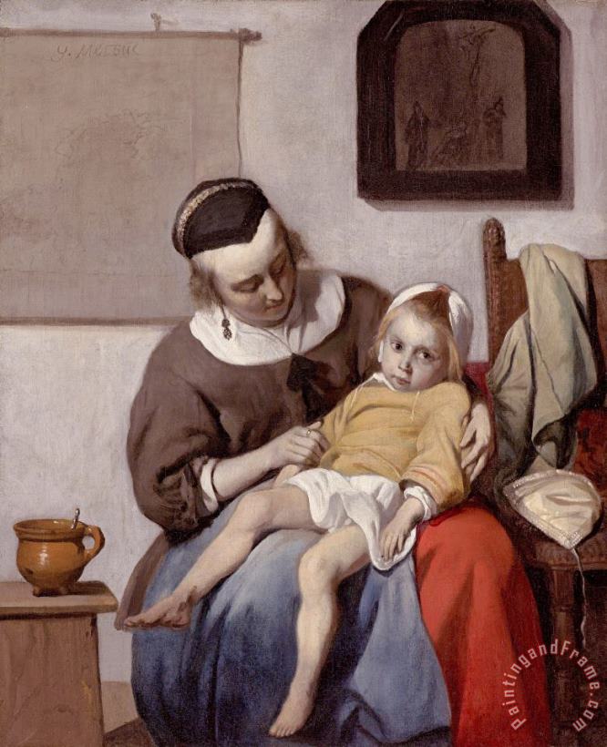 The Sick Child painting - Gabriel Metsu The Sick Child Art Print