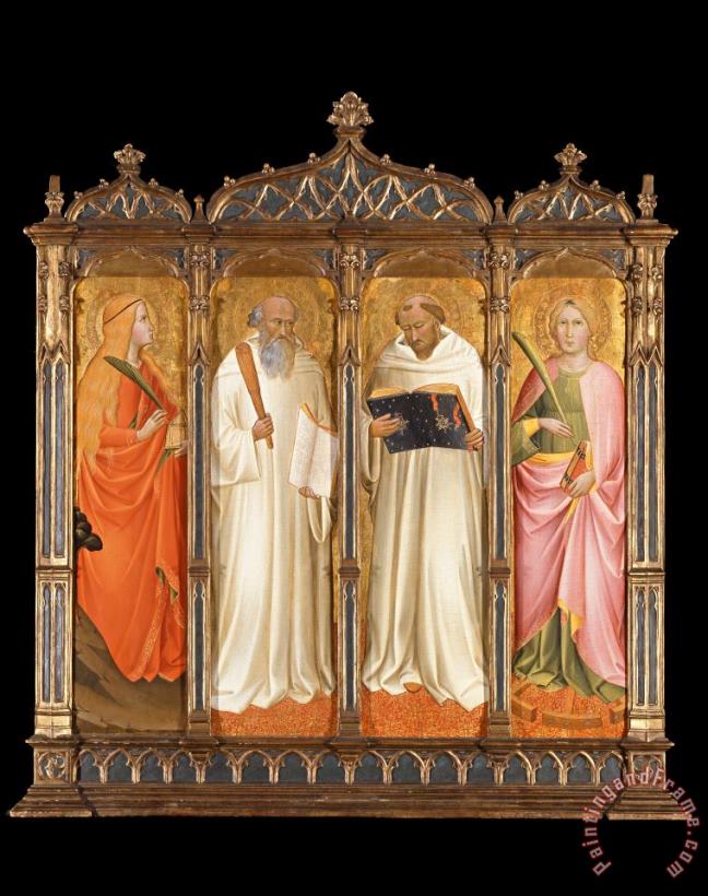 St. Mary Magdalene, St. Benedict, St. Bernard of Clairveaux And St. Catherine of Alexandria painting - Gaddi, Agnolo St. Mary Magdalene, St. Benedict, St. Bernard of Clairveaux And St. Catherine of Alexandria Art Print