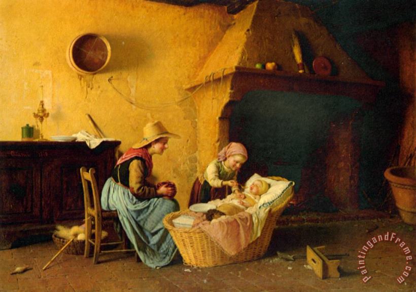 Gaetano Chierici Feeding The Baby Art Print