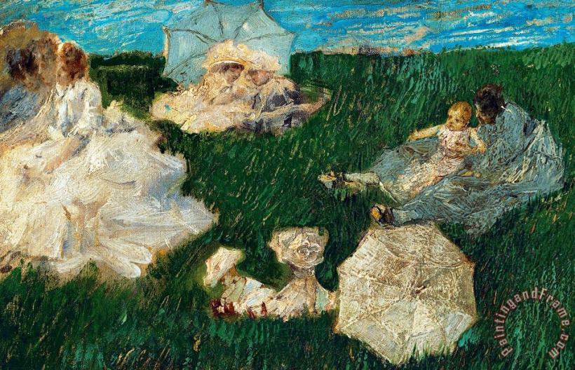 Gaetano Previati Woman With Children In Garden Art Painting