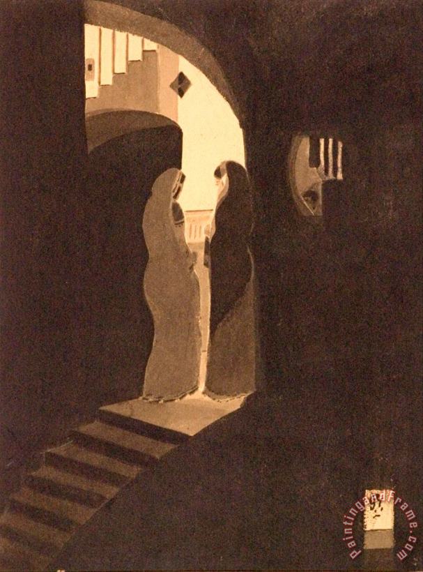 Meeting at The Staircase painting - Gaganendranath Tagore Meeting at The Staircase Art Print