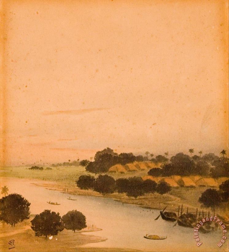 River View painting - Gaganendranath Tagore River View Art Print