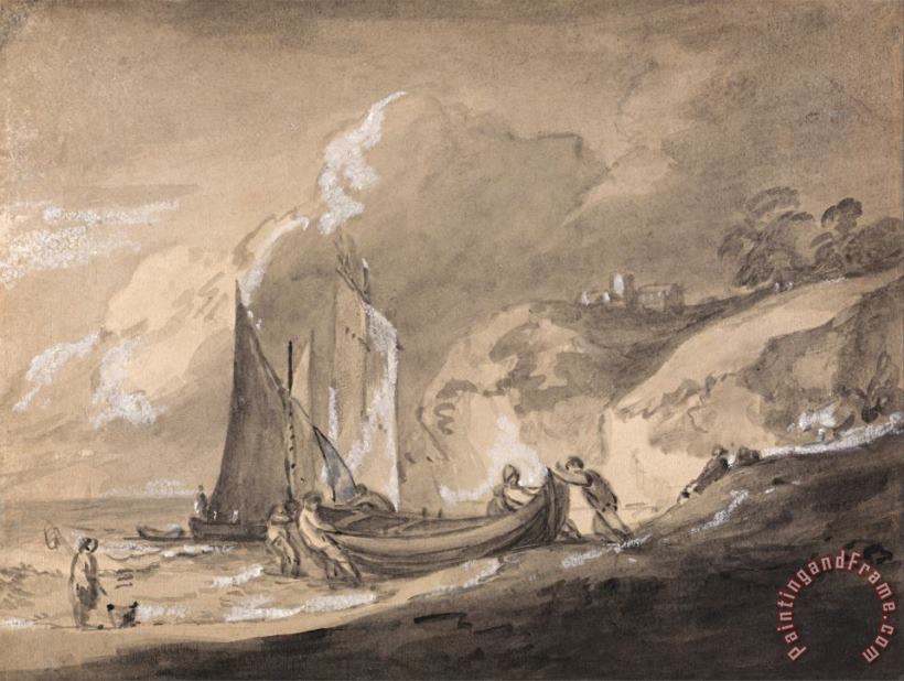 Gainsborough, Thomas Coastal Scene with Figures And Boats Art Print
