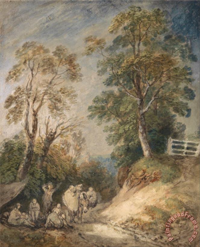 Gainsborough, Thomas Country Lane with Gypsies Resting Art Painting