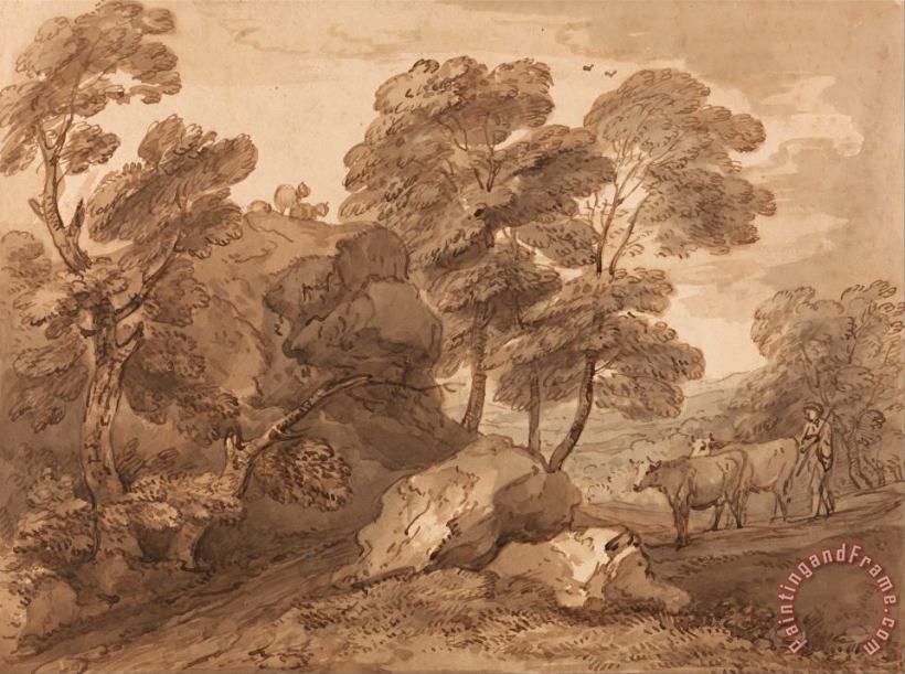 Landscape with Cows painting - Gainsborough, Thomas Landscape with Cows Art Print