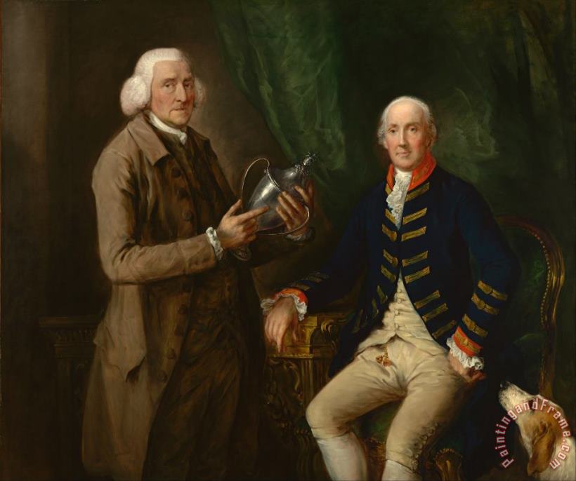 Portrait of William Anne Hollis, 4th Earl of Essex, Presenting a Cup to Thomas Clutterbuck of Watfor... painting - Gainsborough, Thomas Portrait of William Anne Hollis, 4th Earl of Essex, Presenting a Cup to Thomas Clutterbuck of Watfor... Art Print