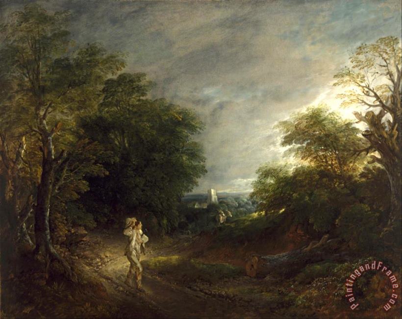 Wooded Landscape with a Woodcutter painting - Gainsborough, Thomas Wooded Landscape with a Woodcutter Art Print