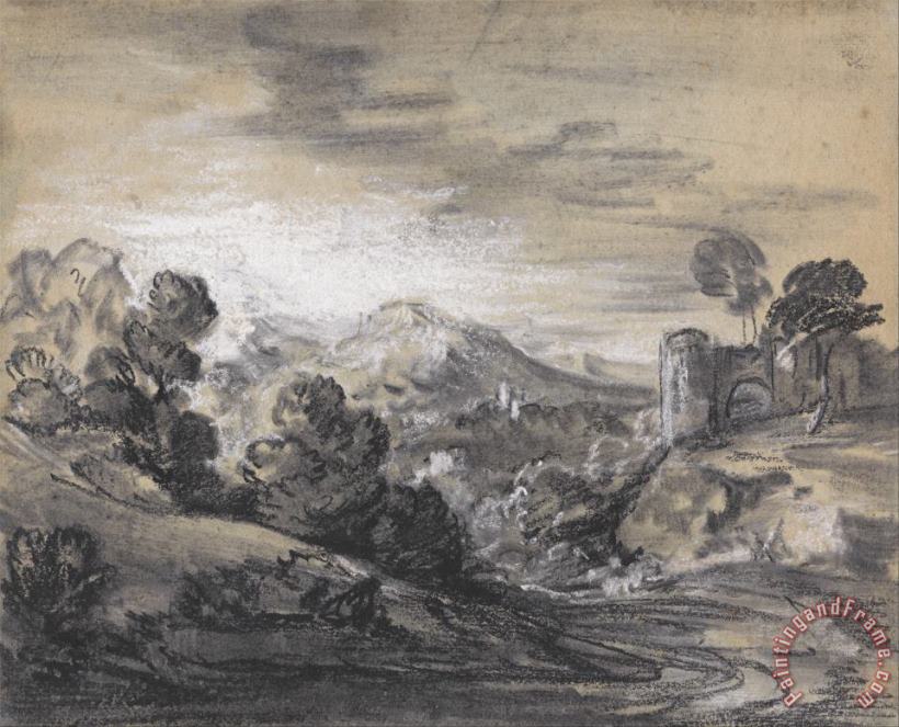 Gainsborough, Thomas Wooded Landscape with Castle Art Print