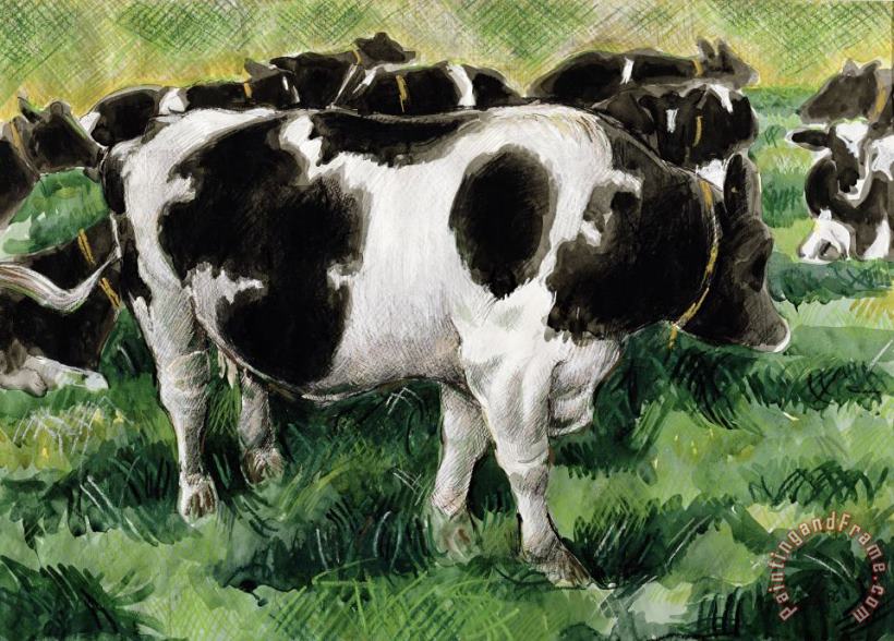 Friesian Cows painting - Gareth Lloyd Ball Friesian Cows Art Print