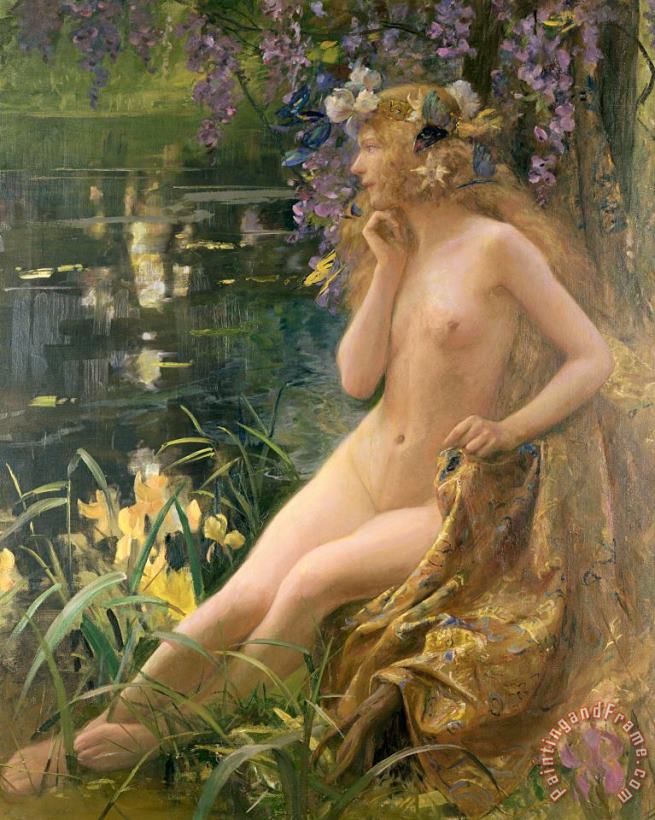 Water Nymph painting - Gaston Bussiere Water Nymph Art Print