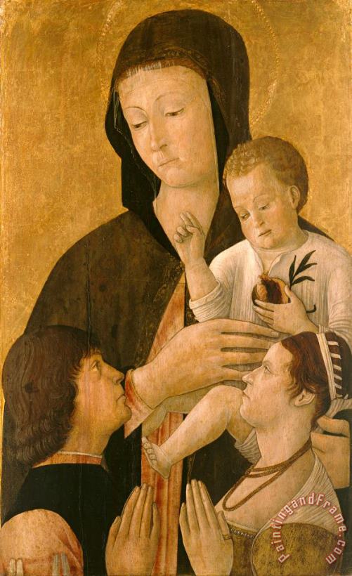 Gentile Bellini Madonna with Child And Two Donors Art Print